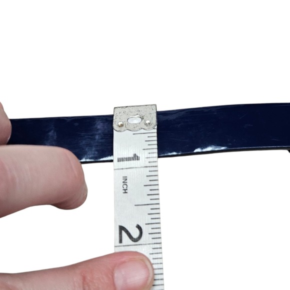 J. Crew NWOT 
 Patent Leather Belt Shiny Navy Blue Dress Classic Minimalist M - Picture 4 of 6